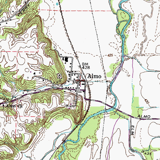 Topographic Map of Almo, KY