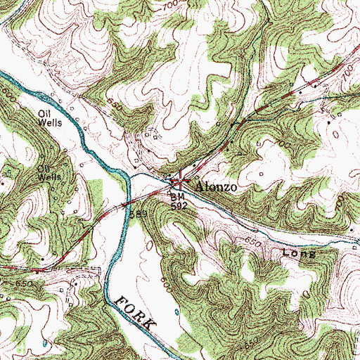 Topographic Map of Alonzo, KY