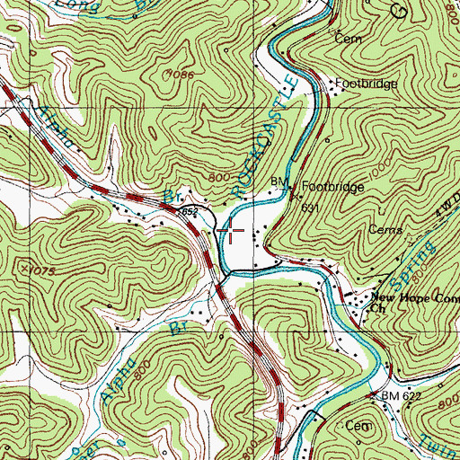 Topographic Map of Alpha Branch, KY