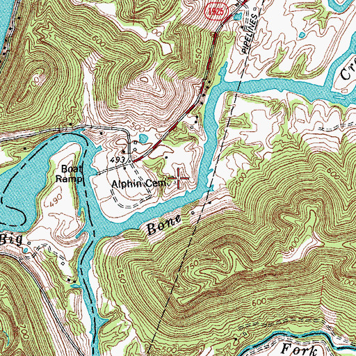 Topographic Map of Alphin Cemetery, KY