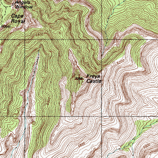 Topographic Map of Freya Castle, AZ