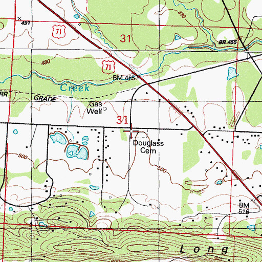 Topographic Map of Douglass Cemetery, AR