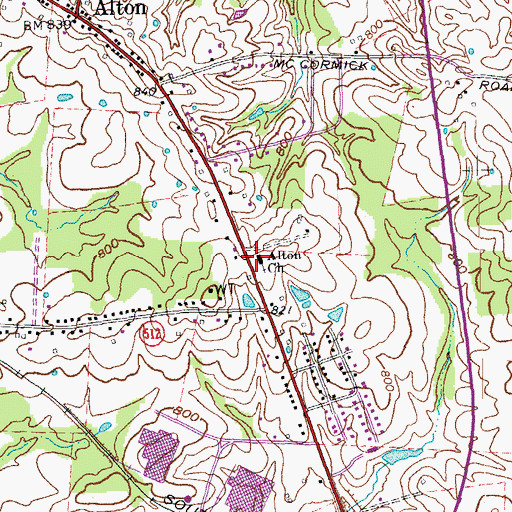 Topographic Map of Alton Church, KY