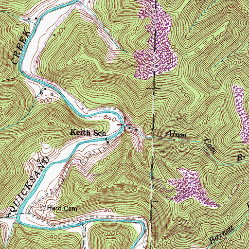 Topographic Map of Alum Cave Branch, KY