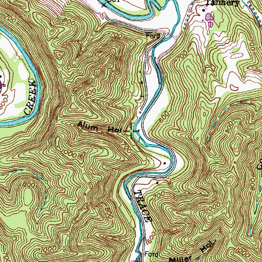 Topographic Map of Alum Hollow, KY