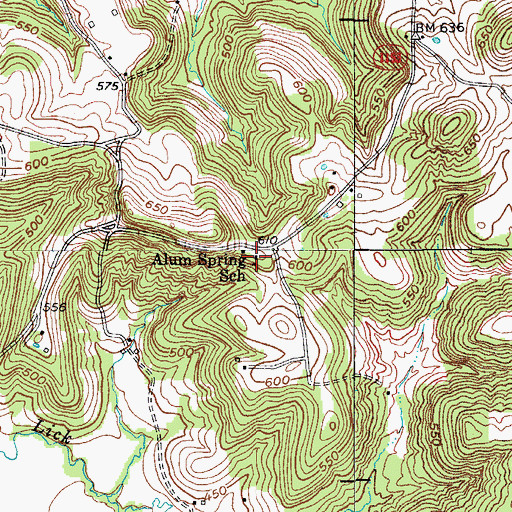 Topographic Map of Alum Spring School, KY