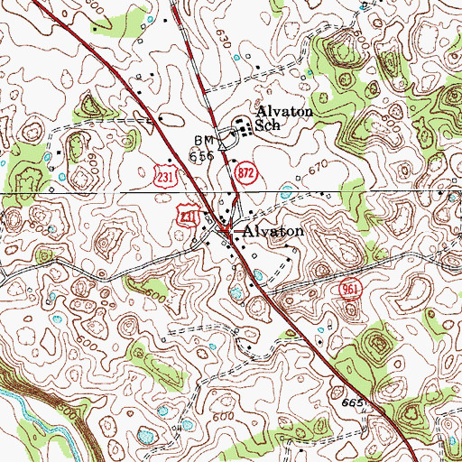 Topographic Map of Alvaton, KY