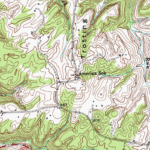 Topographic Map of Amerina School, KY