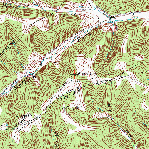 Topographic Map of Amey Cemetery, KY