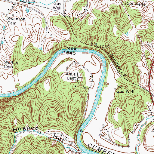 Topographic Map of Amis Cemetery, KY