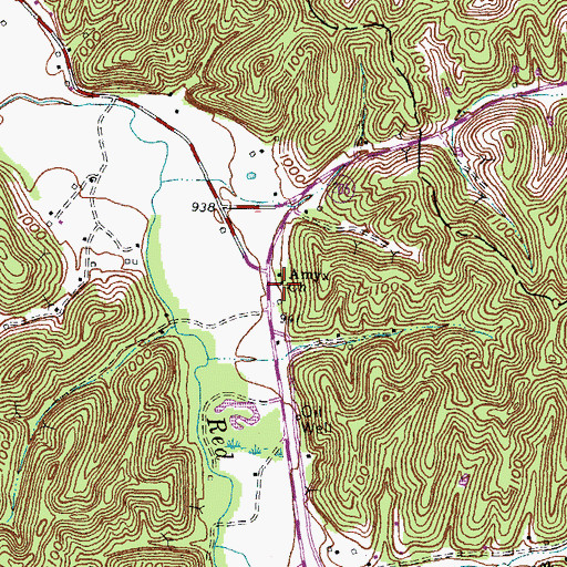 Topographic Map of Amyx Church, KY
