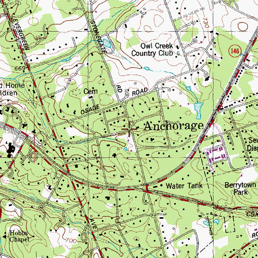 Topographic Map of Anchorage, KY