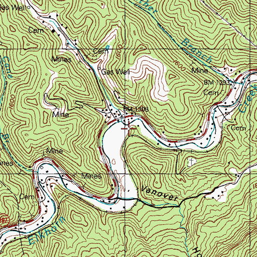 Topographic Map of Anderson Branch, KY