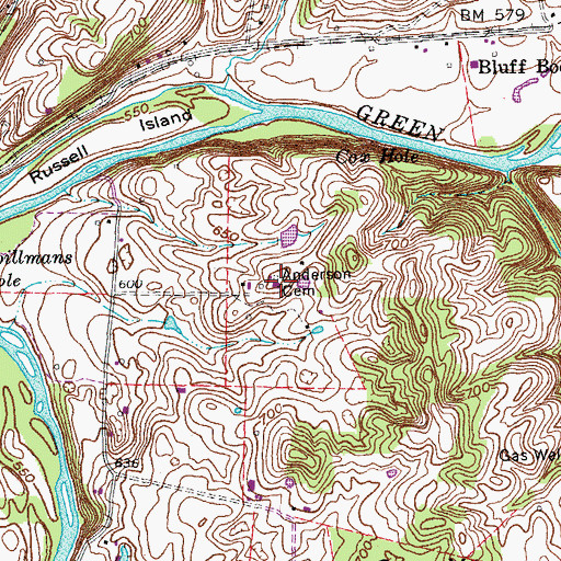 Topographic Map of Anderson Cemetery, KY