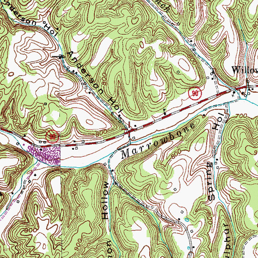 Topographic Map of Anderson Hollow, KY
