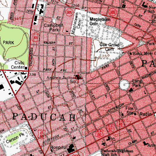 Topographic Map of Andrew Jackson School, KY