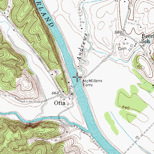 Topographic Map of Andrews Branch, KY