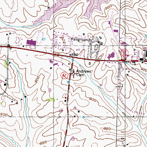 Topographic Map of Andrews Cemetery, KY