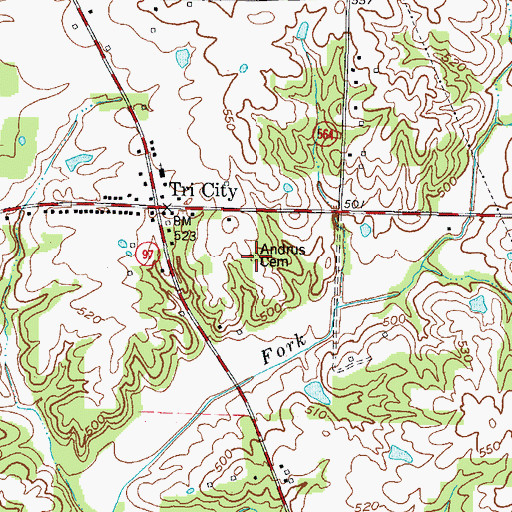 Topographic Map of Andrus Cemetery, KY