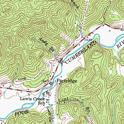 Topographic Map of Andy Branch, KY