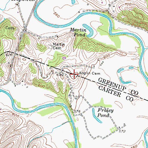 Topographic Map of Anglin Cemetery, KY