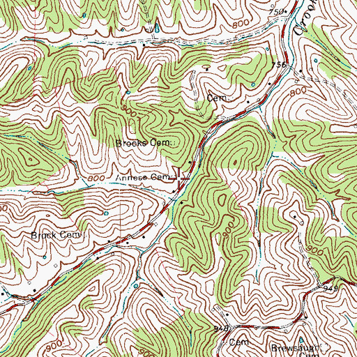 Topographic Map of Anness Cemetery, KY