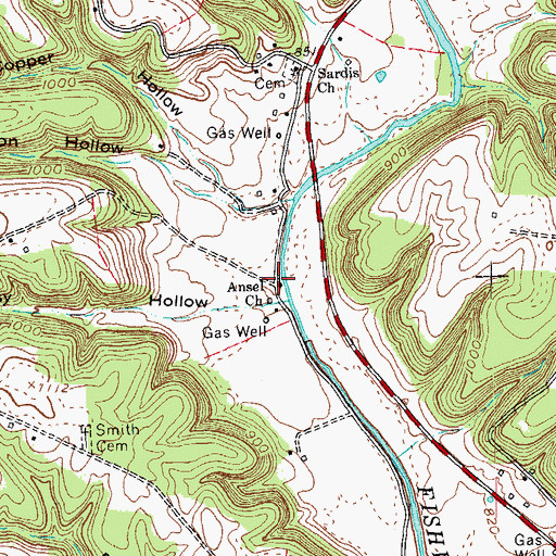 Topographic Map of Ansel Church, KY