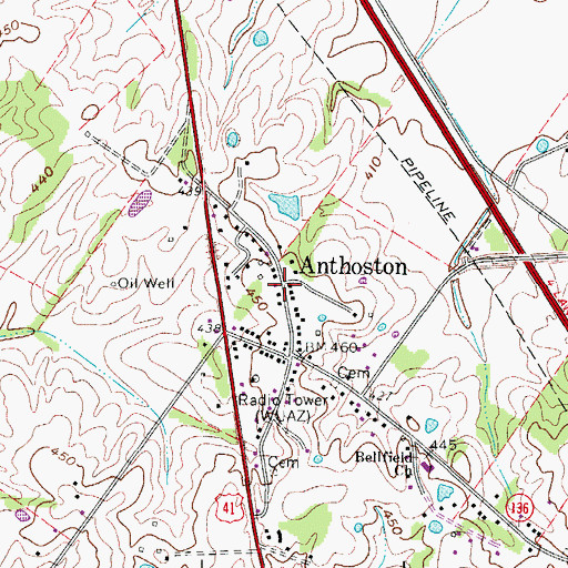Topographic Map of Anthoston, KY