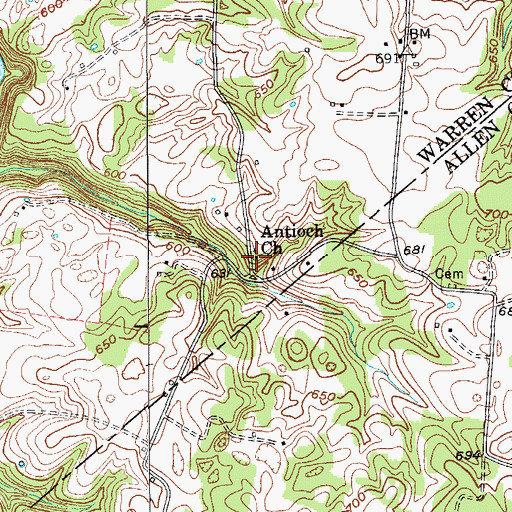 Topographic Map of Antioch Church, KY