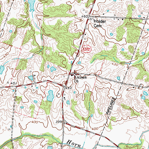 Topographic Map of Antioch Church, KY