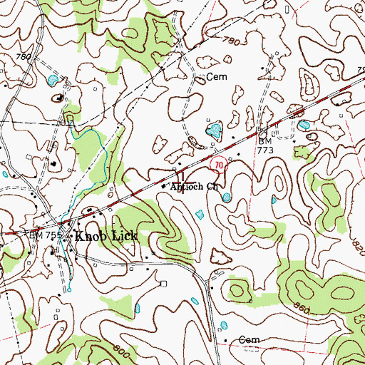 Topographic Map of Antioch Church, KY