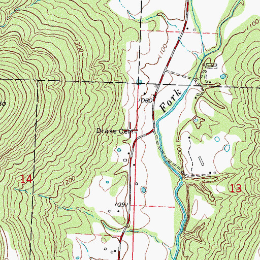 Topographic Map of Drake Cemetery, AR