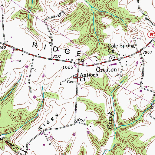 Topographic Map of Antioch Church, KY