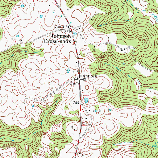 Topographic Map of Antioch Church, KY