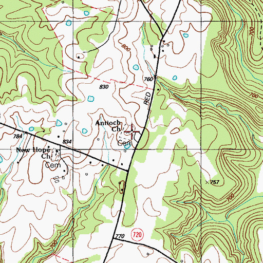 Topographic Map of Antioch Church, KY