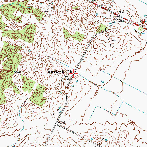 Topographic Map of Antioch Church, KY