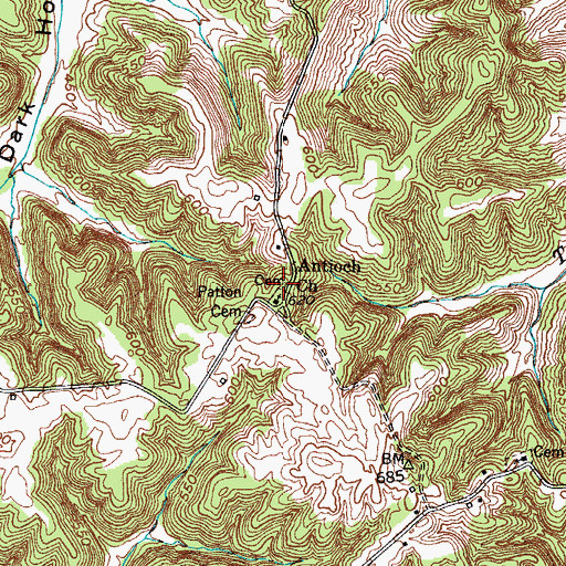 Topographic Map of Antioch Church, KY