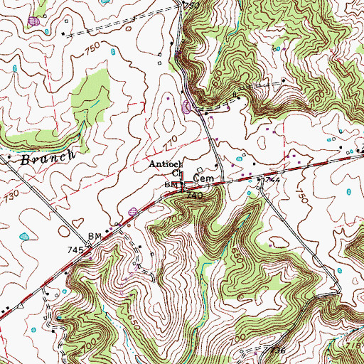 Topographic Map of Antioch United Methodist Church, KY