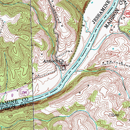 Topographic Map of Antioch Church, KY