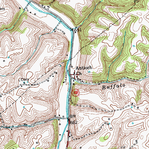 Topographic Map of Antioch Church, KY