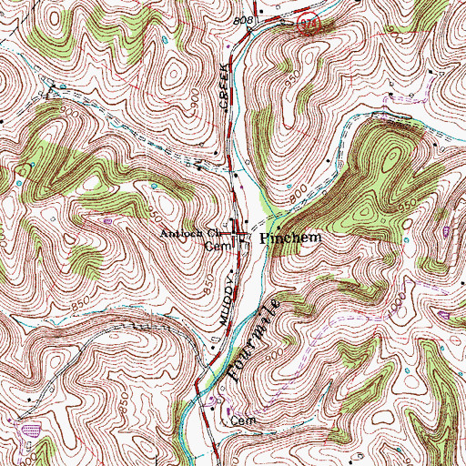 Topographic Map of Antioch Christian Church, KY
