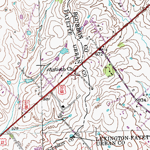Topographic Map of Antioch Church, KY