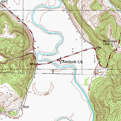Topographic Map of Antioch Church, KY