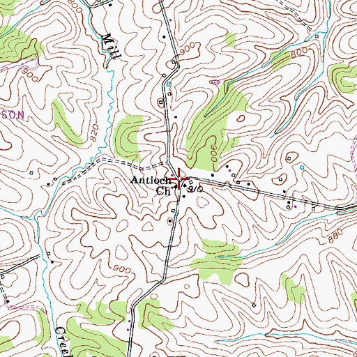 Topographic Map of Antioch Church, KY