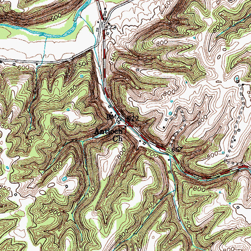 Topographic Map of Antioch Church, KY