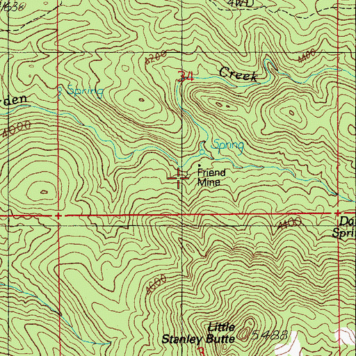 Topographic Map of Friend Mine, AZ