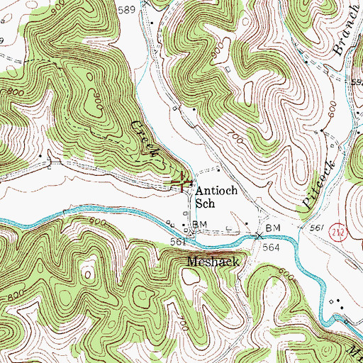 Topographic Map of Antioch School, KY