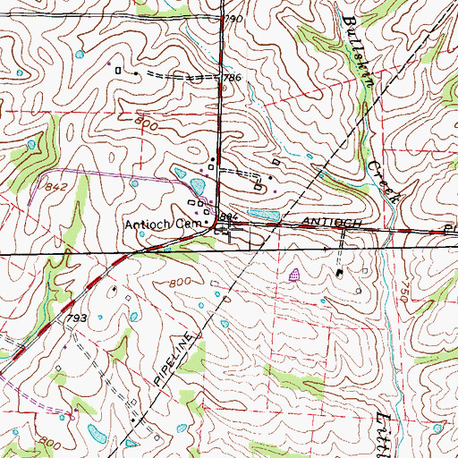 Topographic Map of Antioch Cemetery, KY