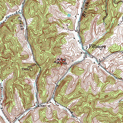Topographic Map of Anvil Knob, KY