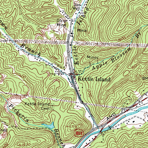 Topographic Map of Apple Blossom Branch, KY